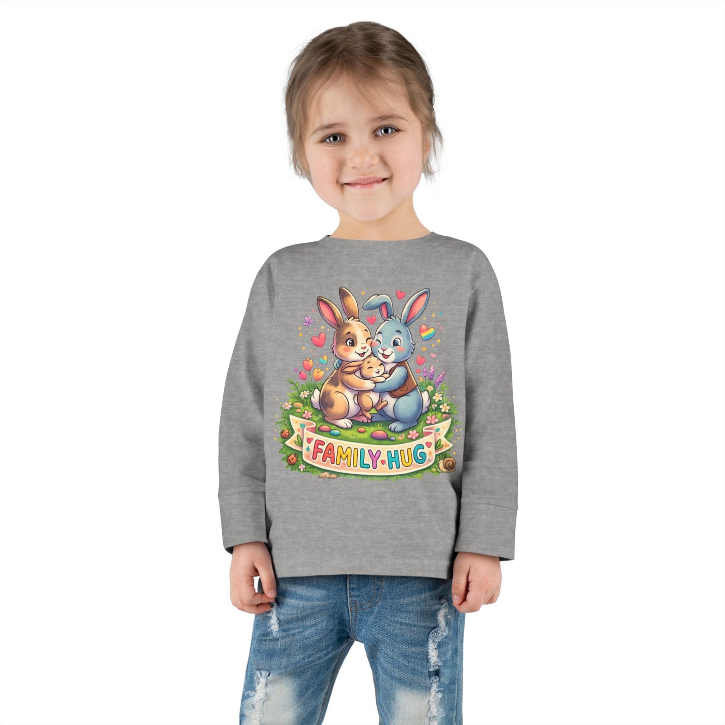 Family Hug Bunny Toddler Long Sleeve Tee