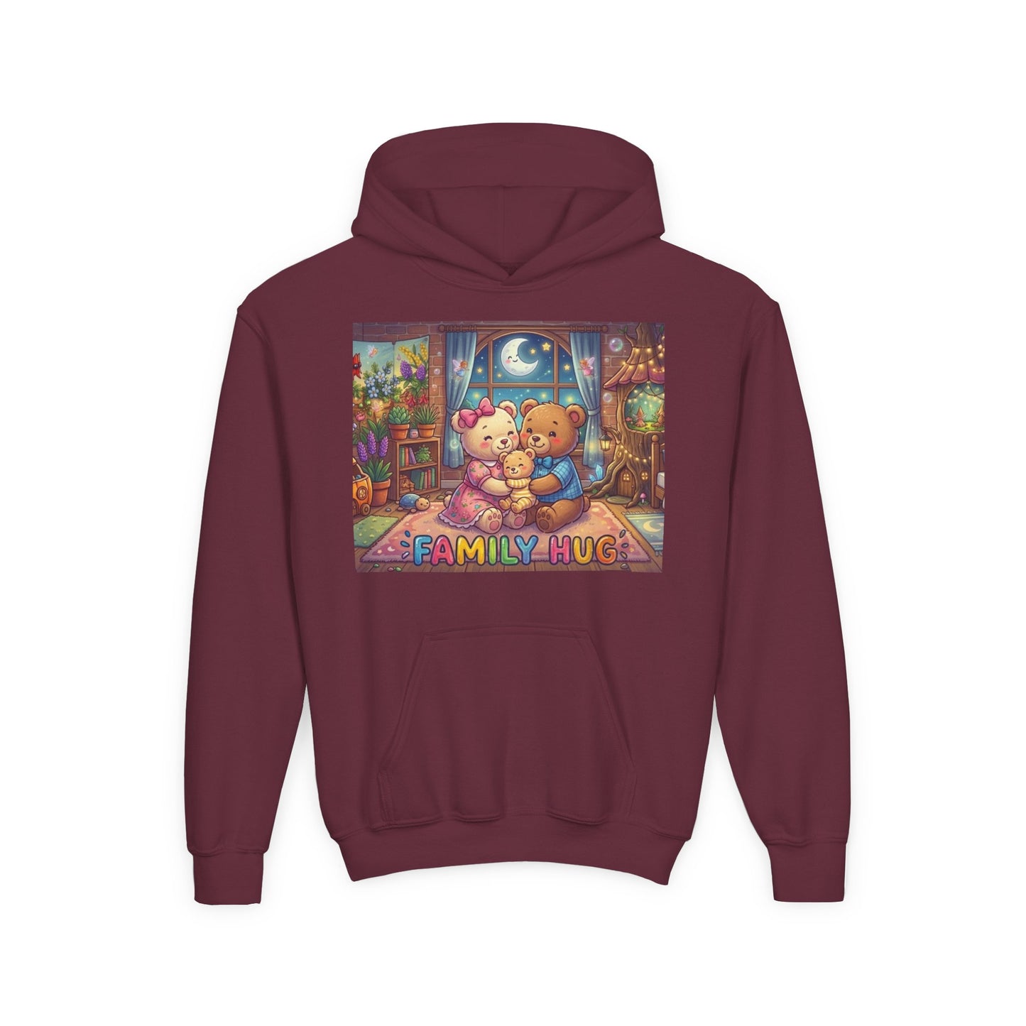 Family Hug Teddy Youth Heavy Blend Hooded Sweatshirt