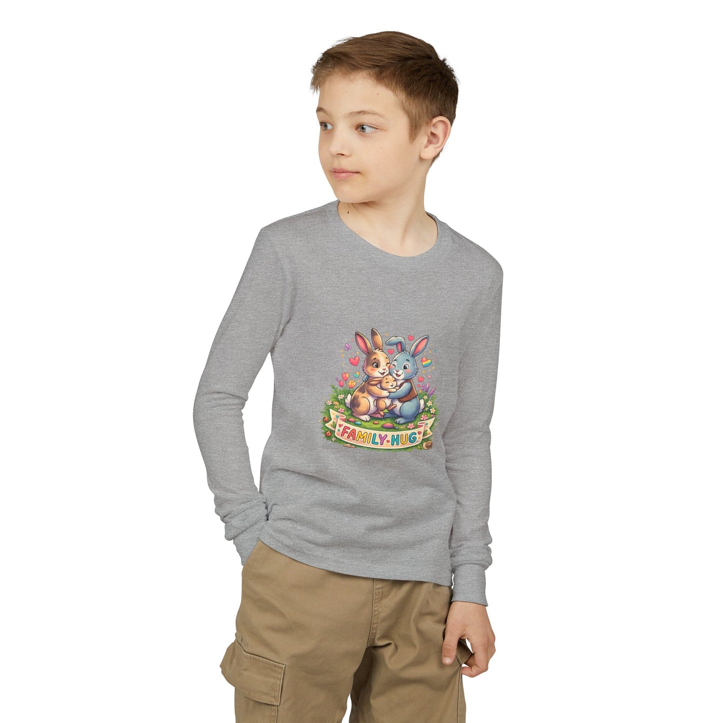 Family Hug Bunny Youth Jersey Long Sleeve Tee