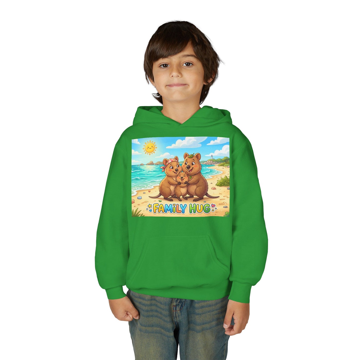 Family Hug Quokka Youth Heavy Blend Hooded Sweatshirt