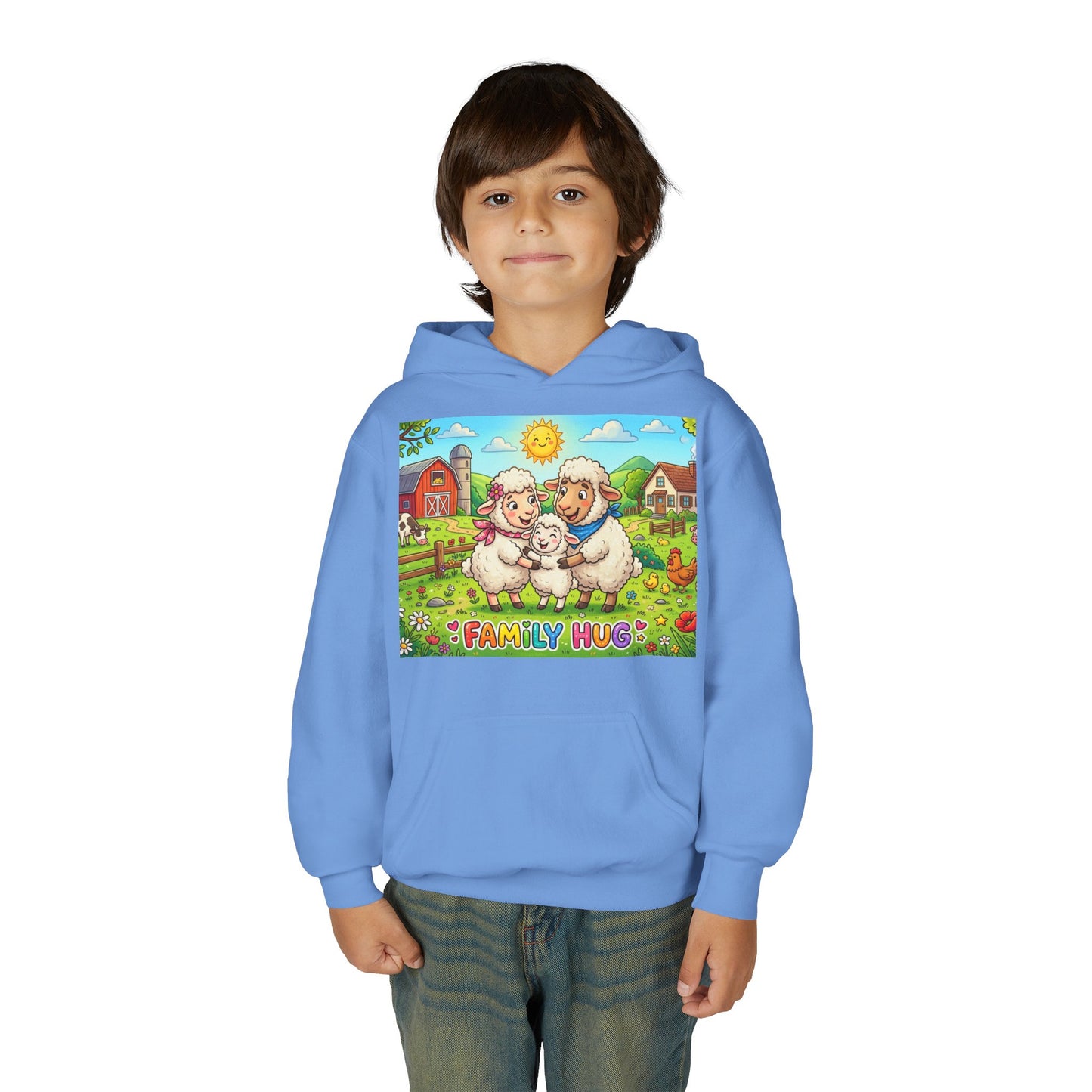 Family Hug Lamb Youth Heavy Blend Hooded Sweatshirt