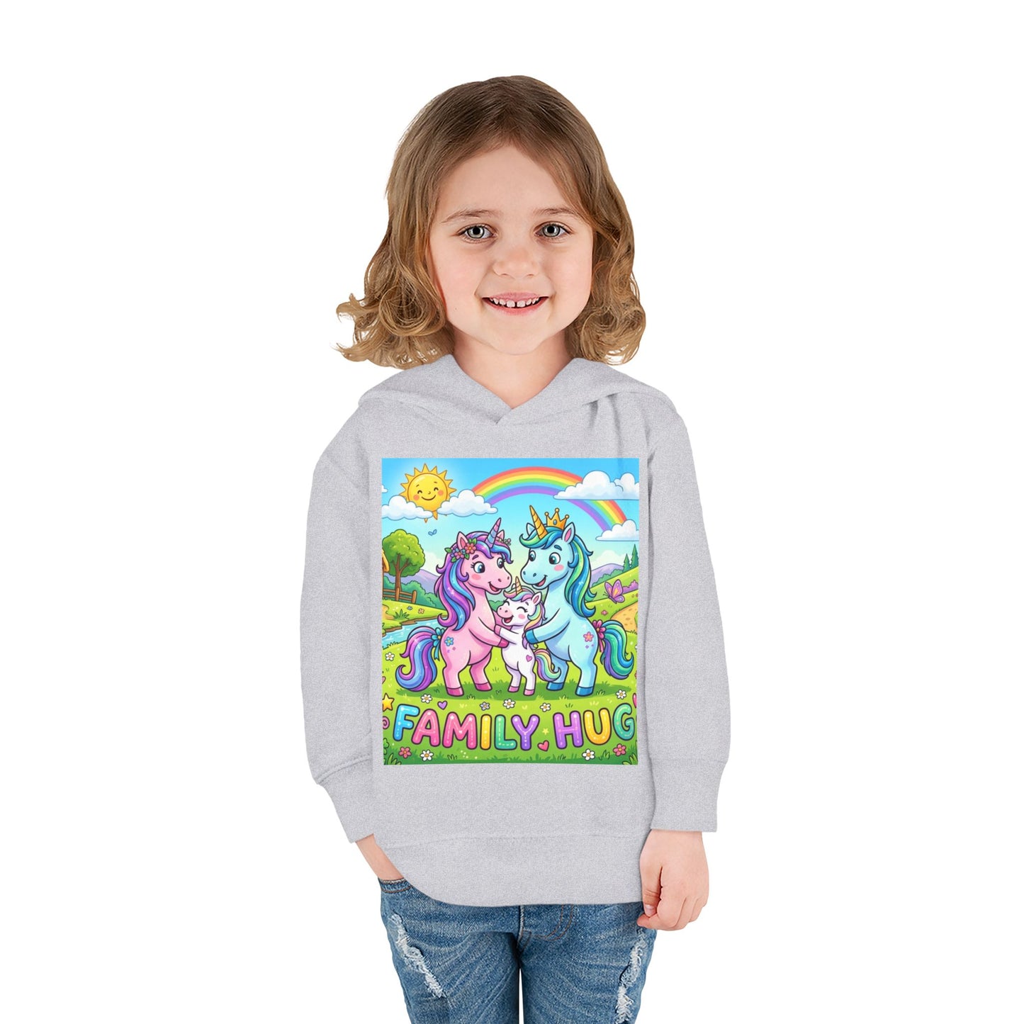 Family Hug Unicorn Toddler Pullover Fleece Hoodie