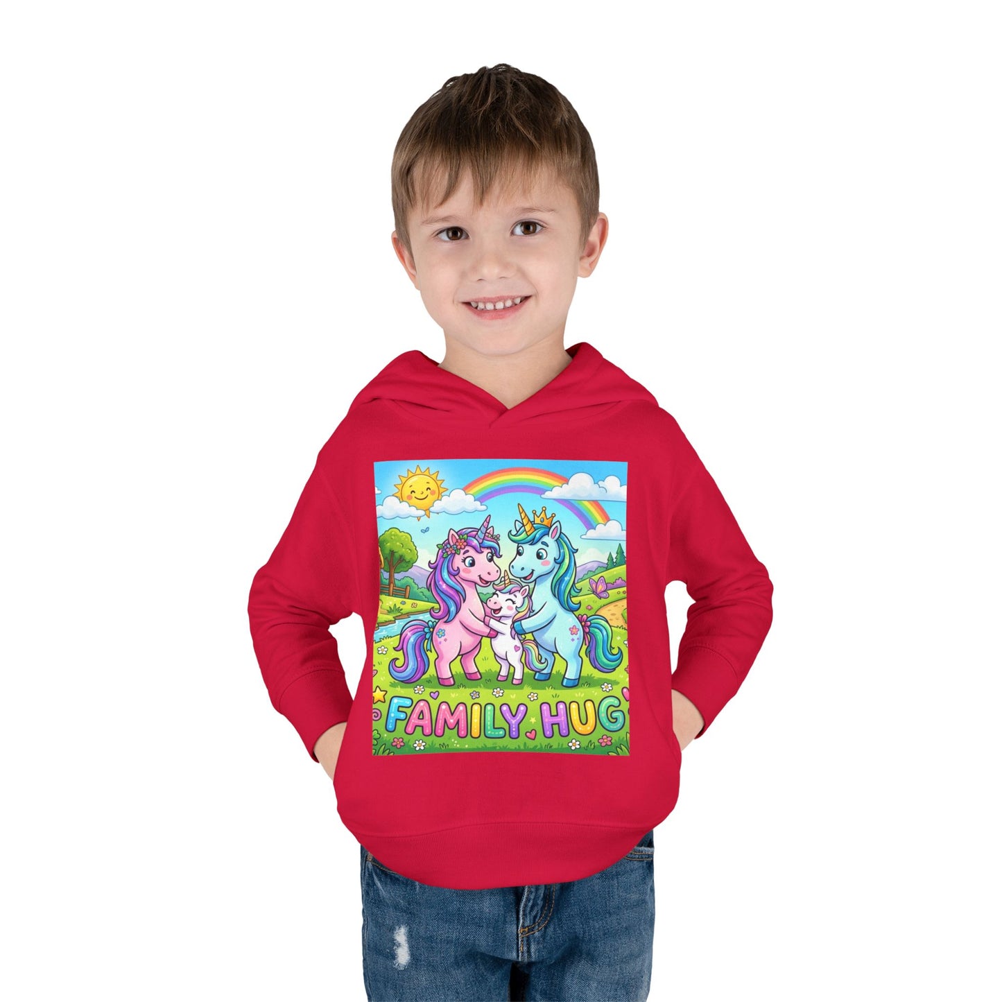 Family Hug Unicorn Toddler Pullover Fleece Hoodie