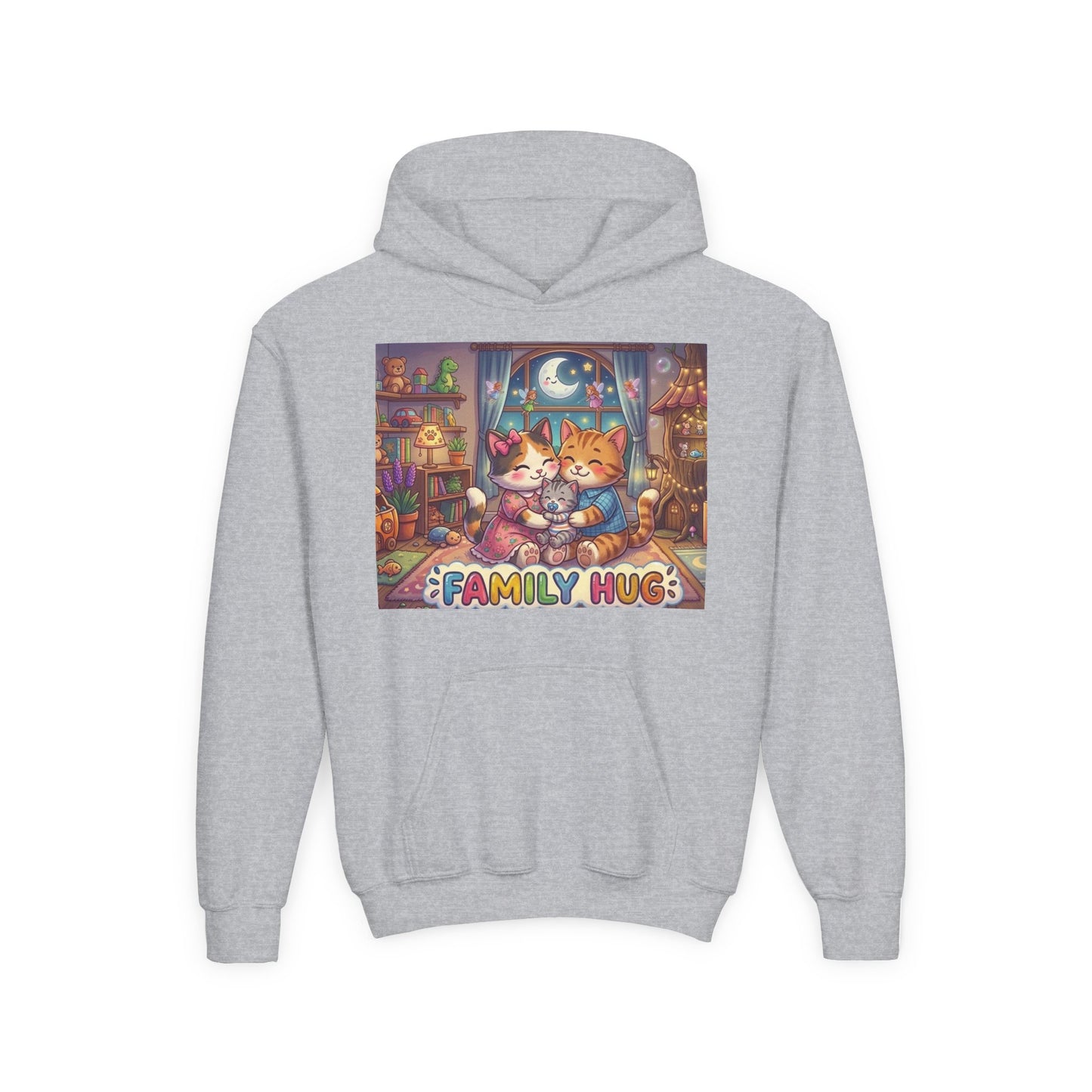 Family Hug Kitten Youth Heavy Blend Hooded Sweatshirt