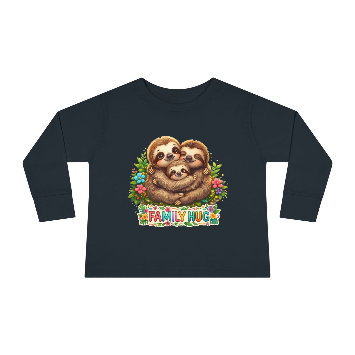 Family Hug Sloth Toddler Long Sleeve Tee