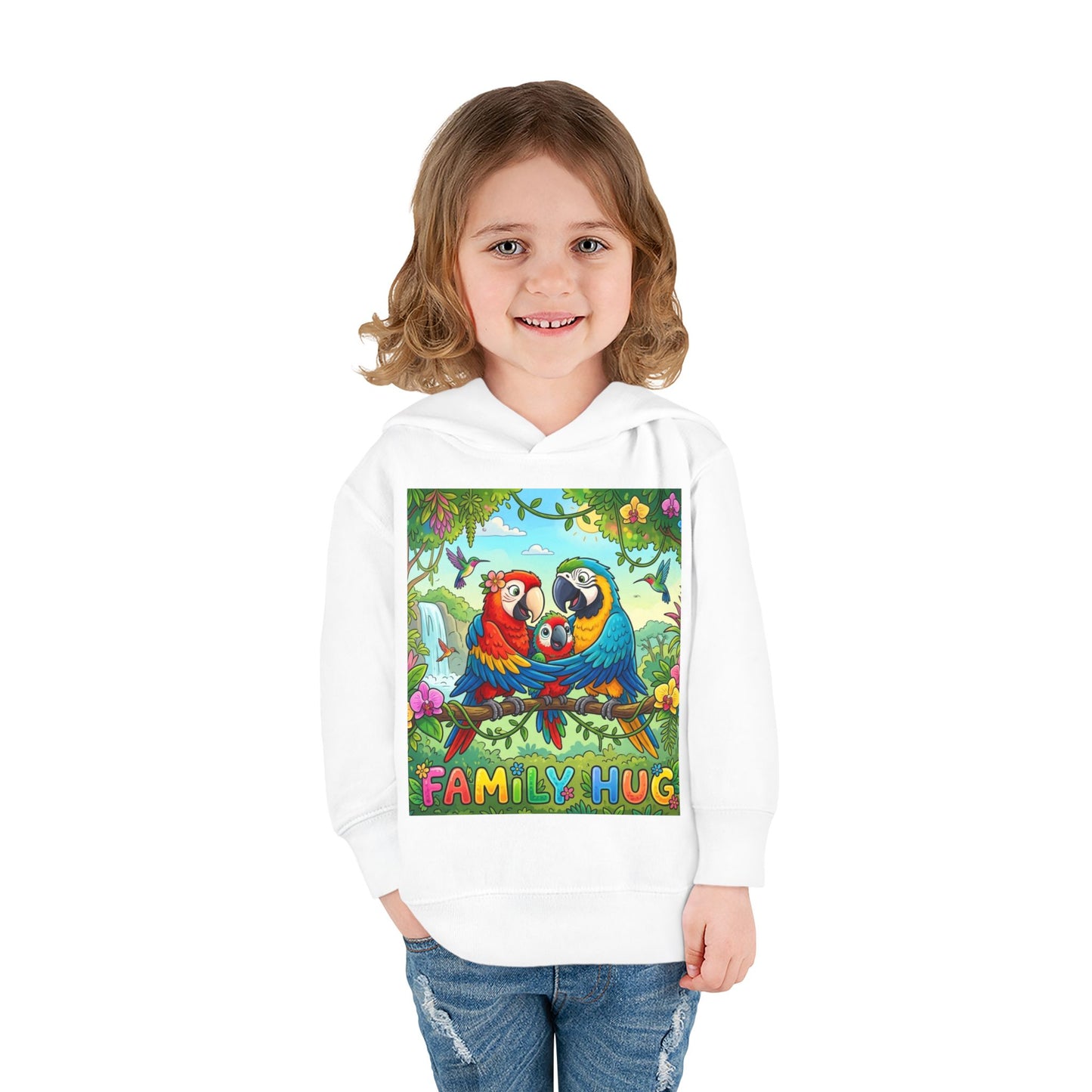 Family Hug Macaw Toddler Pullover Fleece Hoodie