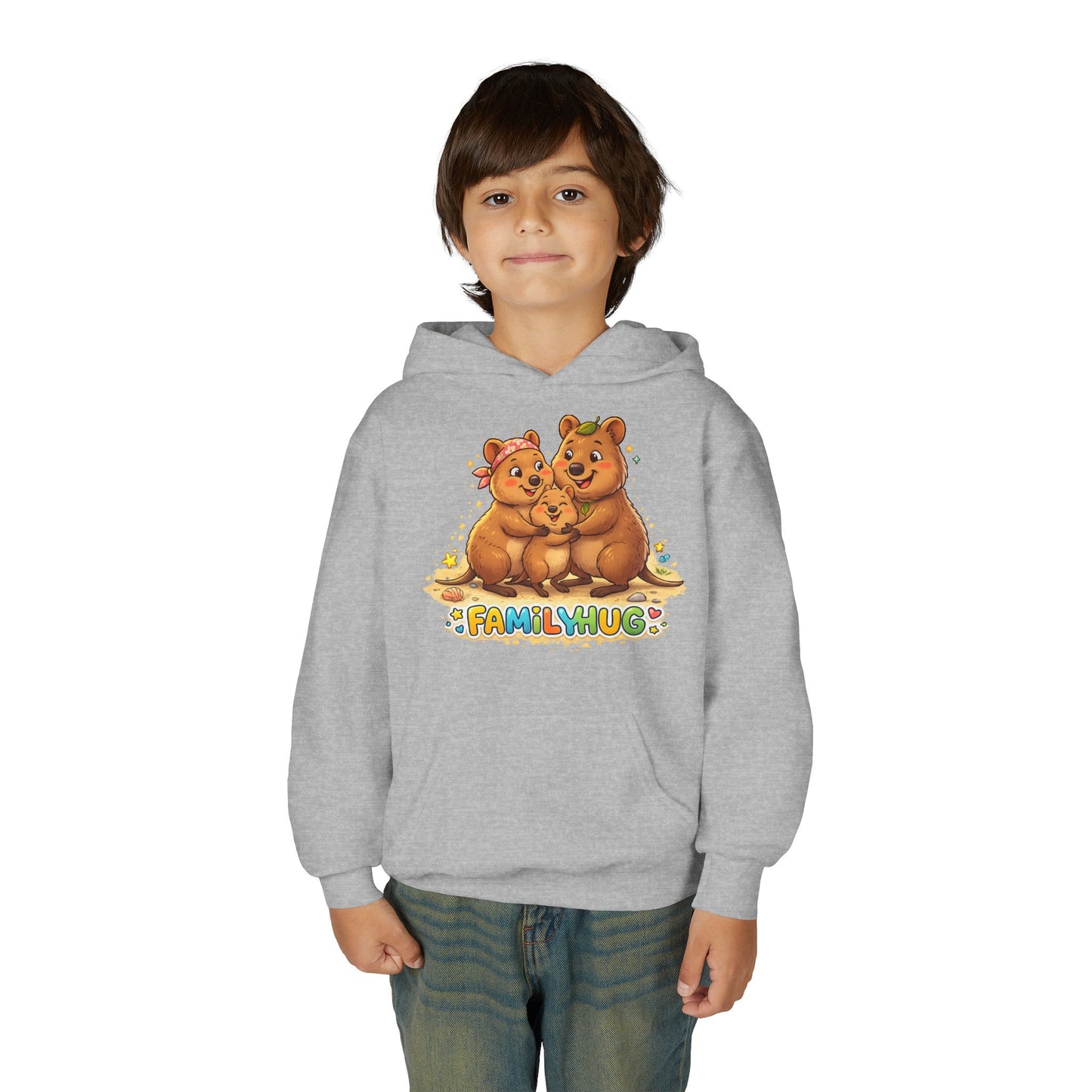 Family Hug Quokka Youth Heavy Blend Hooded Sweatshirt