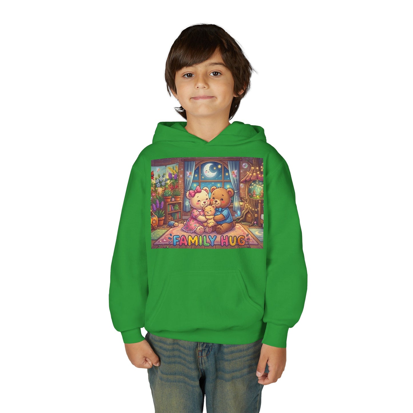 Family Hug Teddy Youth Heavy Blend Hooded Sweatshirt