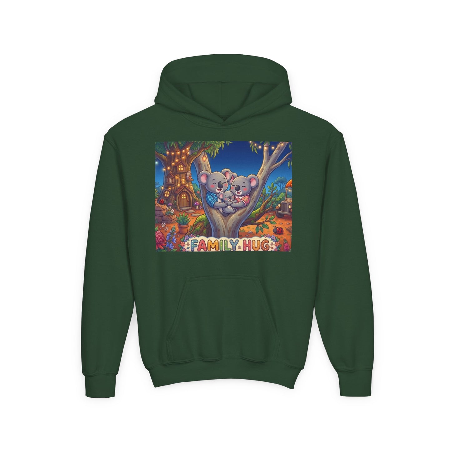 Family Hug Koala Youth Heavy Blend Hooded Sweatshirt