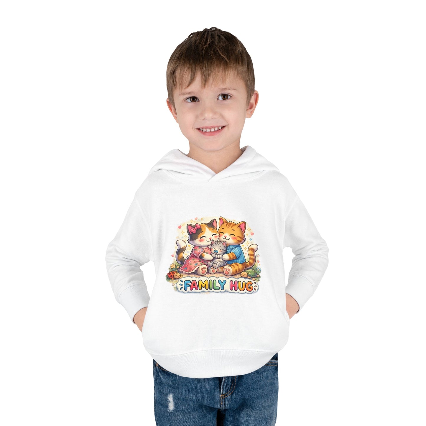 Family Hug Kitten Toddler Pullover Fleece Hoodie