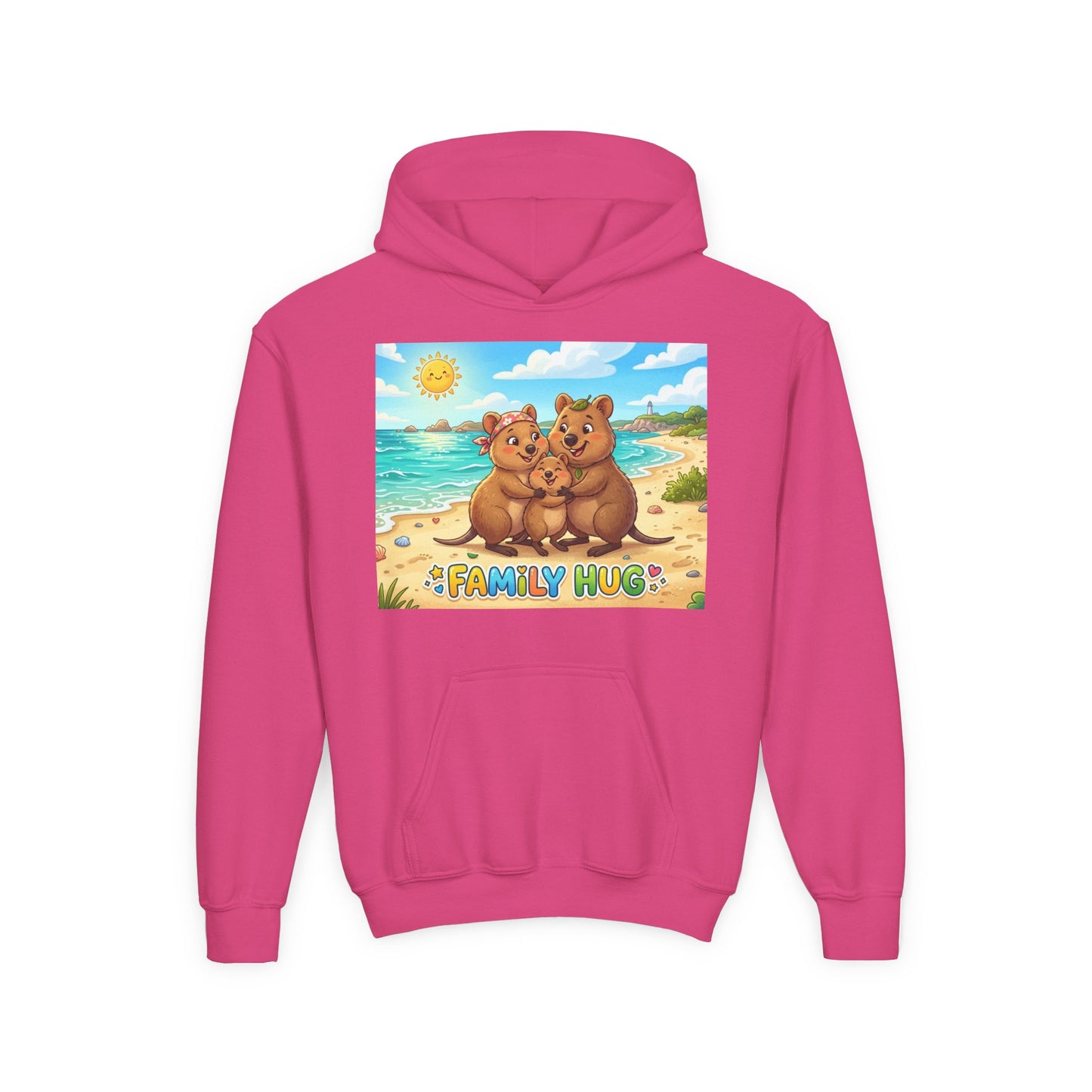 Family Hug Quokka Youth Heavy Blend Hooded Sweatshirt