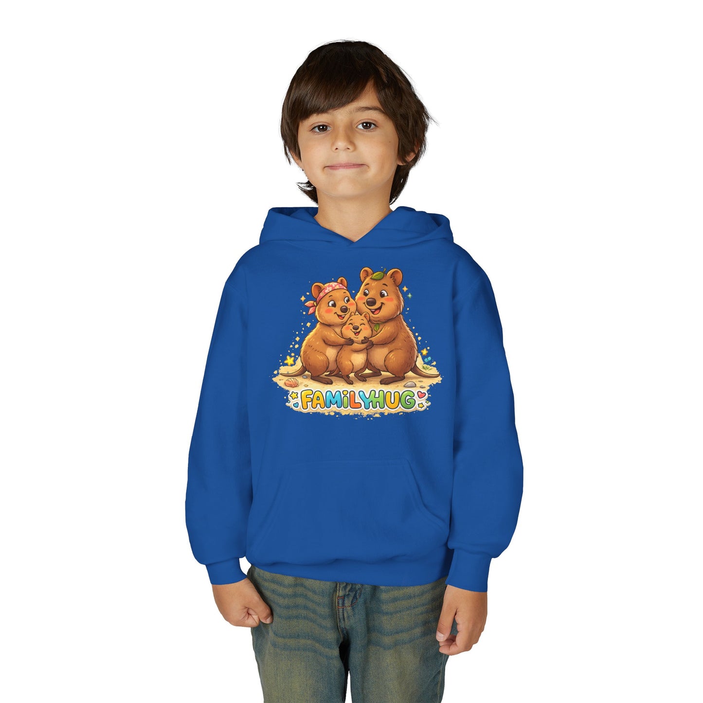 Family Hug Quokka Youth Heavy Blend Hooded Sweatshirt