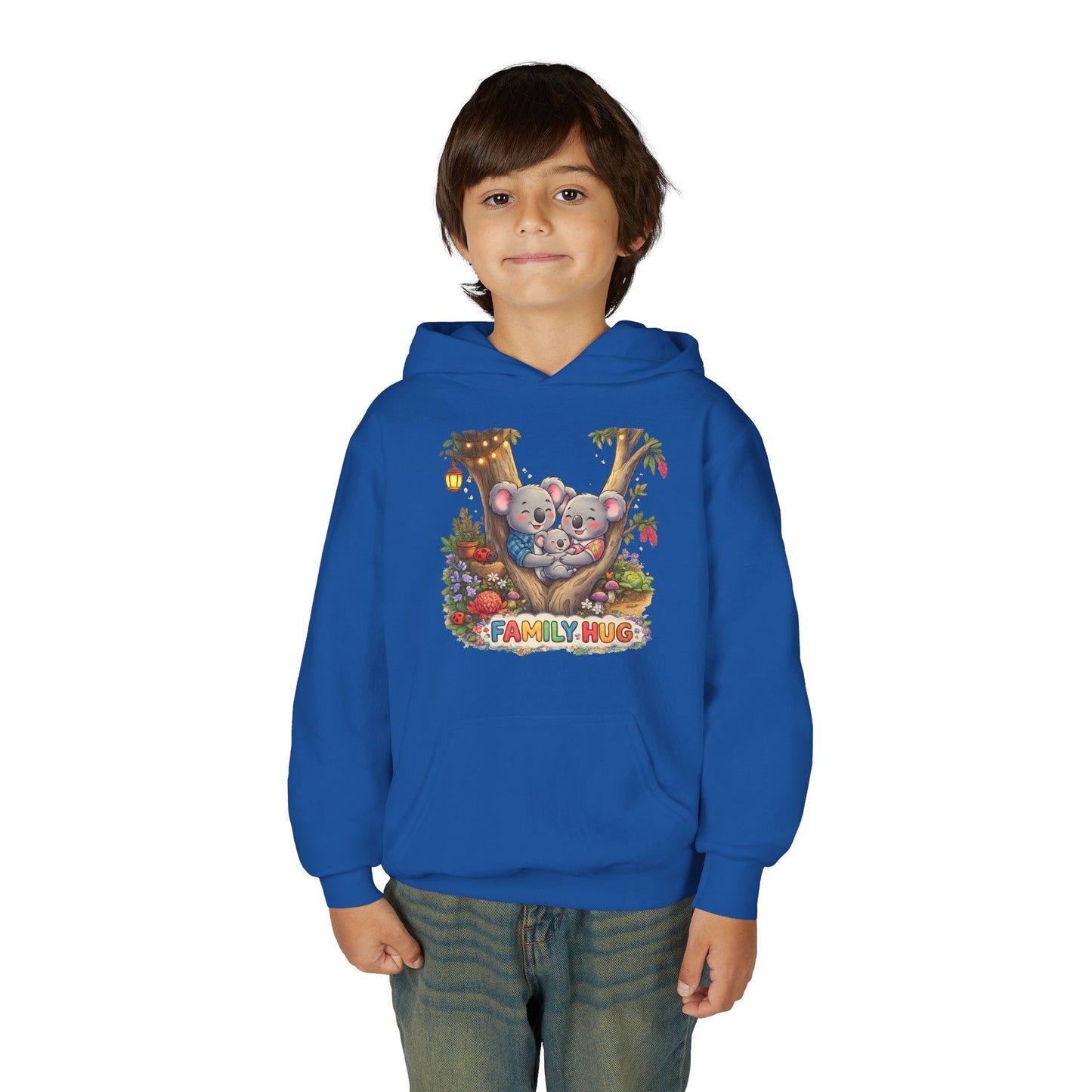 Family Hug Koala Youth Heavy Blend Hooded Sweatshirt