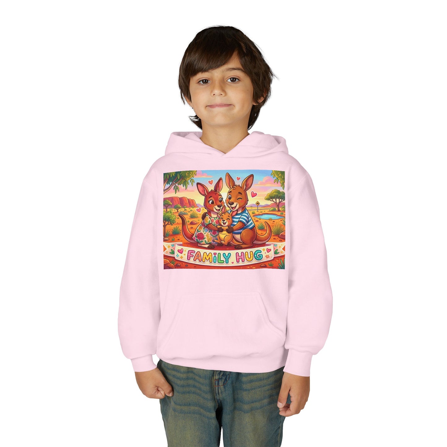Family Hug Kangaroo Youth Heavy Blend Hooded Sweatshirt