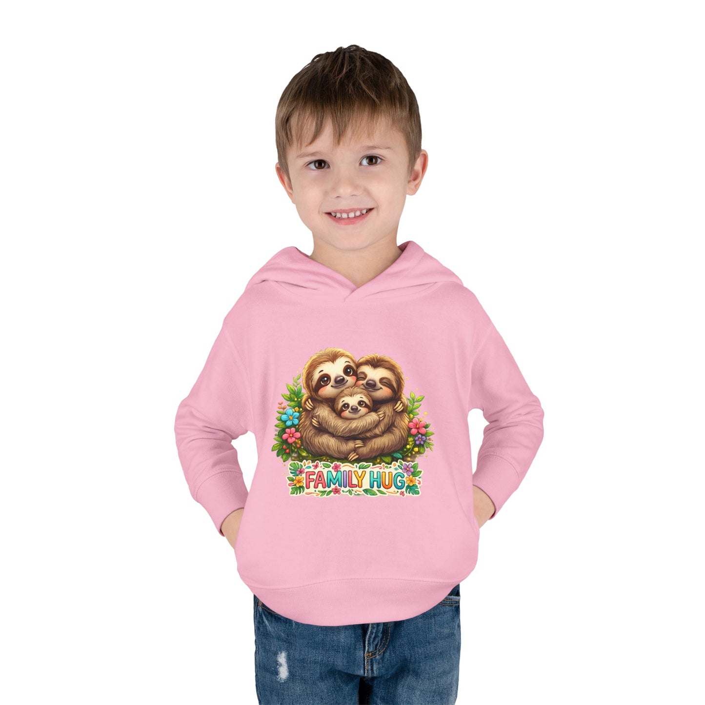 Family Hug Sloth Toddler Pullover Fleece Hoodie