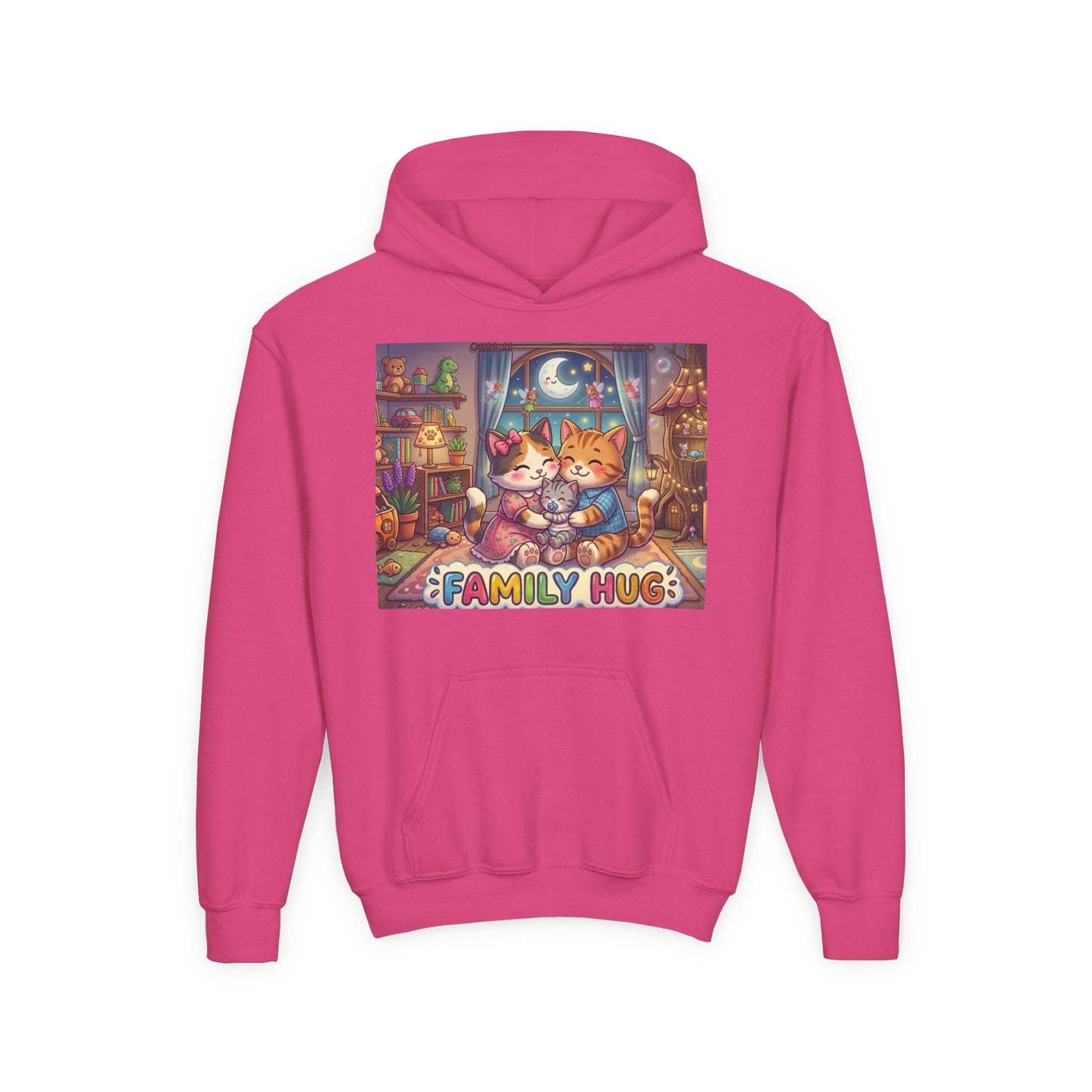Family Hug Kitten Youth Heavy Blend Hooded Sweatshirt