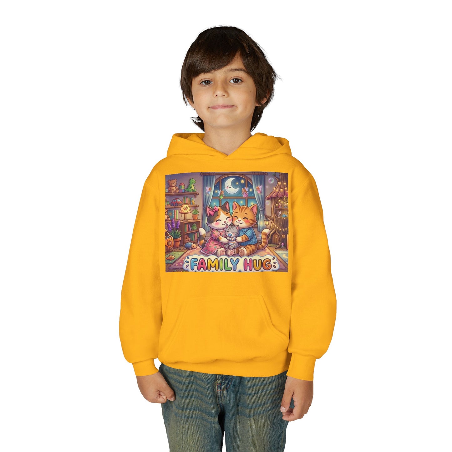 Family Hug Kitten Youth Heavy Blend Hooded Sweatshirt