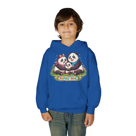 Family Hug Panda Youth Heavy Blend Hooded Sweatshirt