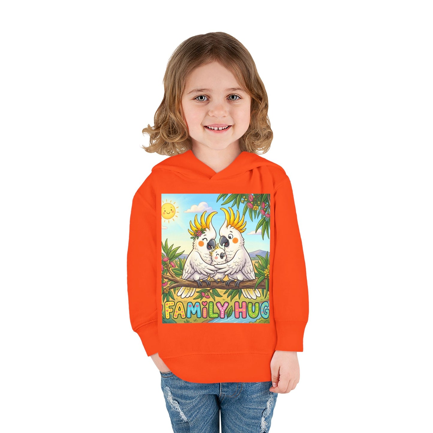 Family Hug Cockatoo Toddler Pullover Fleece Hoodie