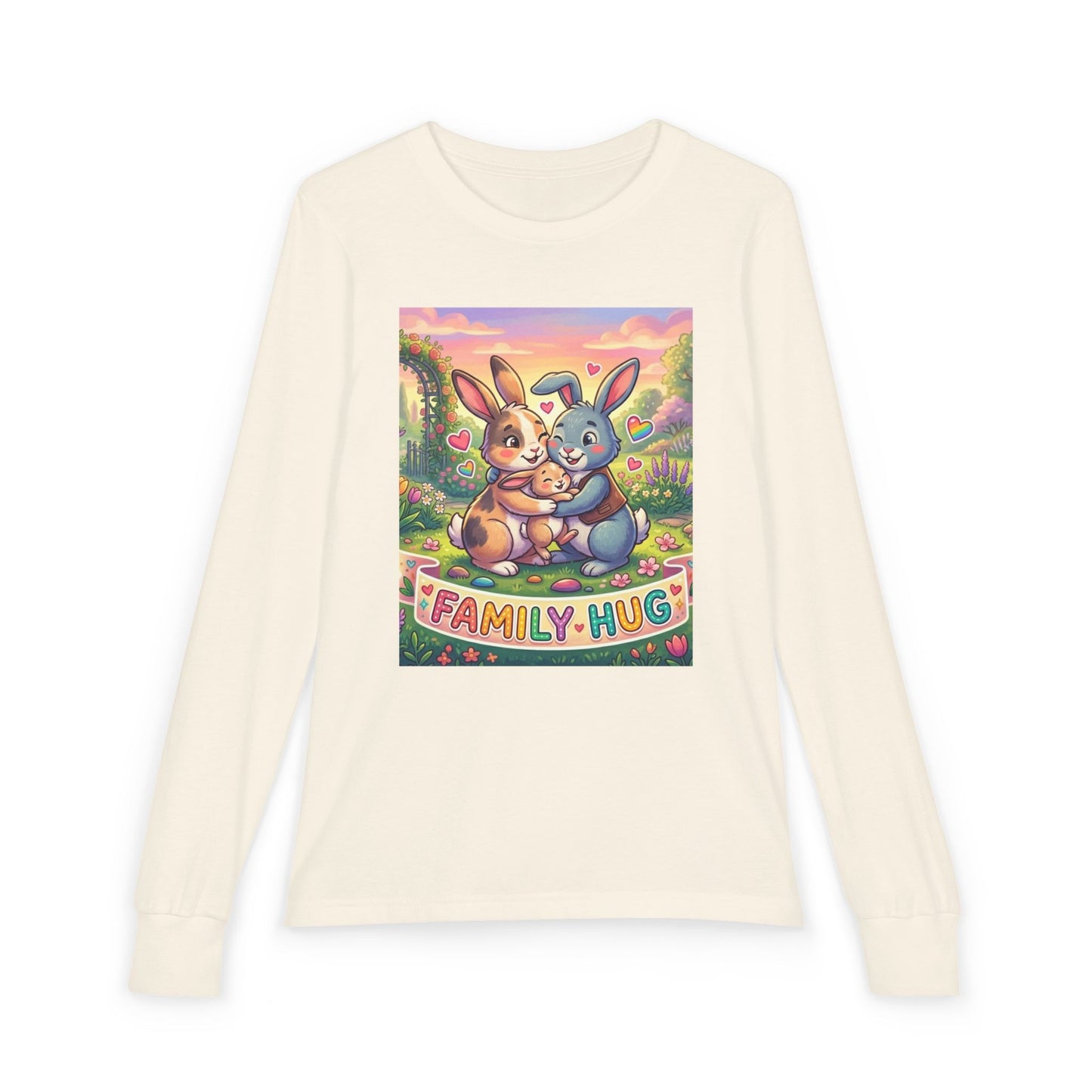 Family Hug Bunny Youth Jersey Long Sleeve Tee