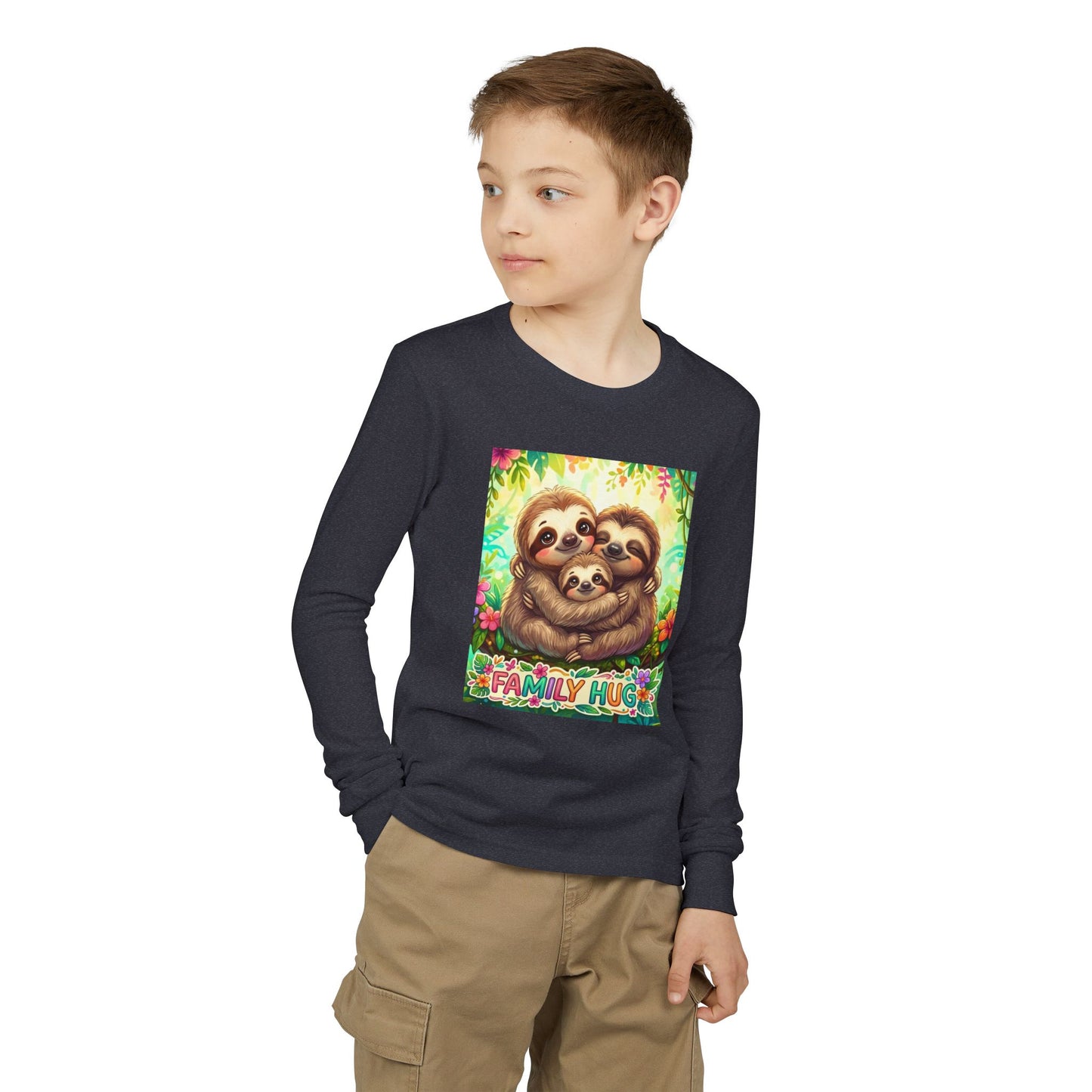 Family Hug Sloth Youth Jersey Long Sleeve Tee