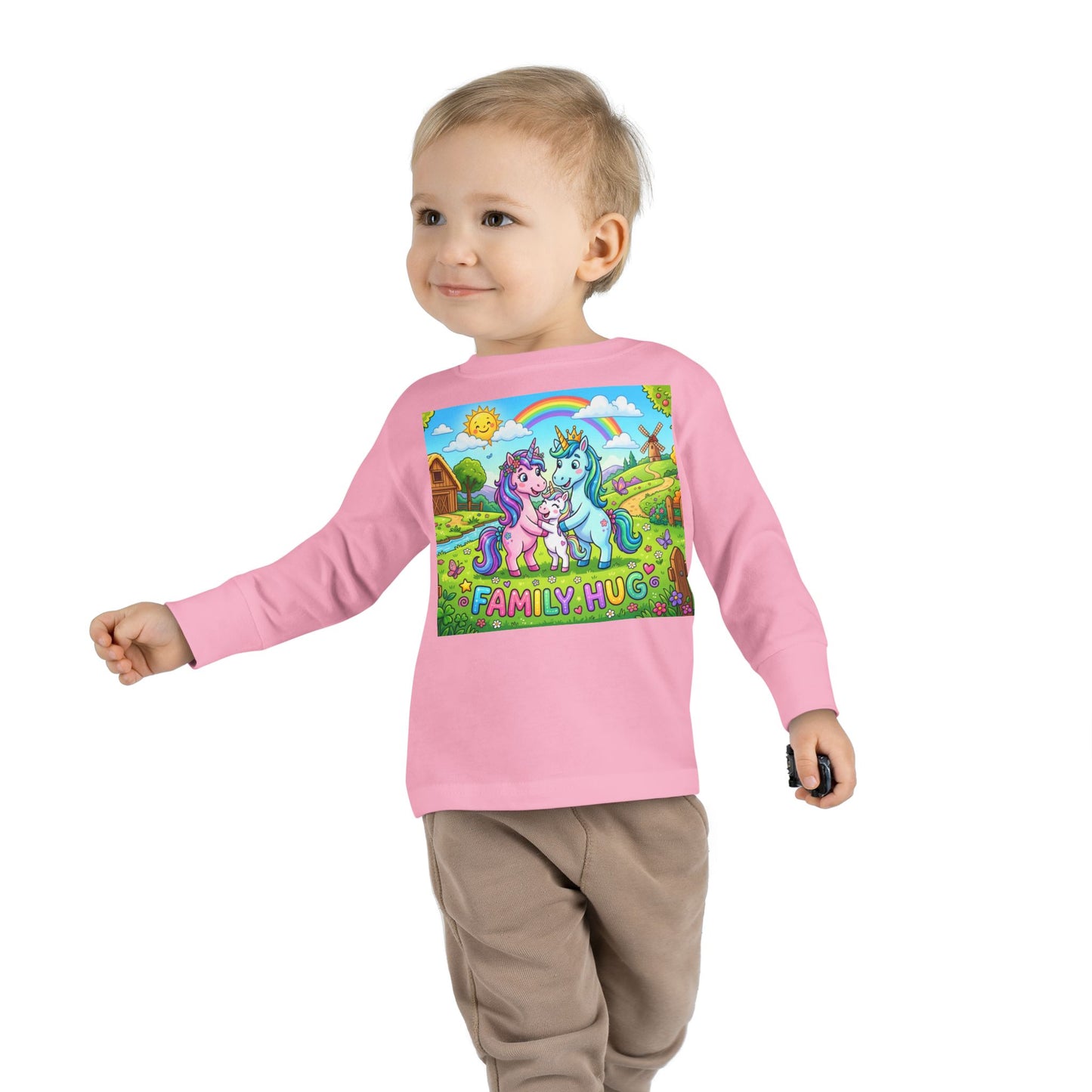Family Hug Unicorn Toddler Long Sleeve Tee