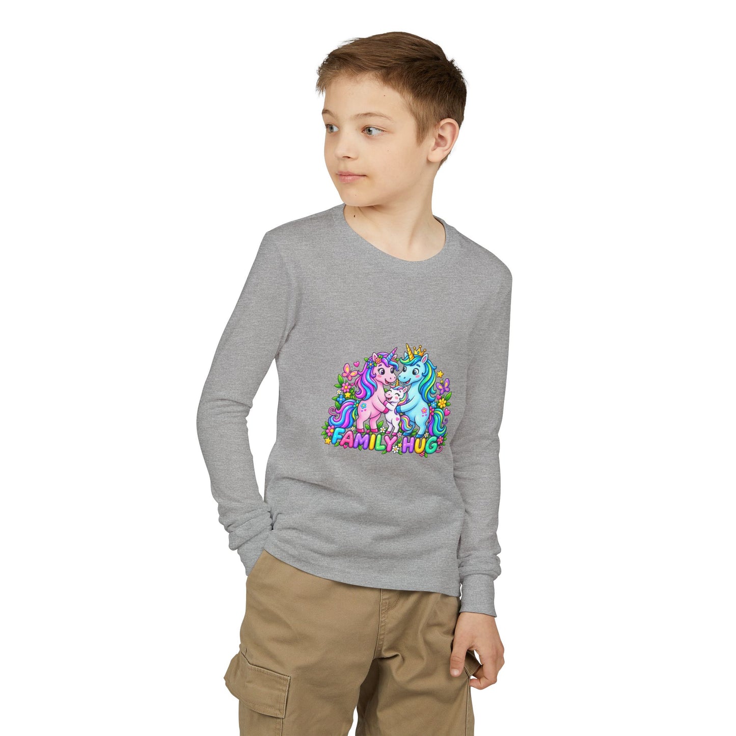 Family Hug Unicorn Youth Jersey Long Sleeve Tee