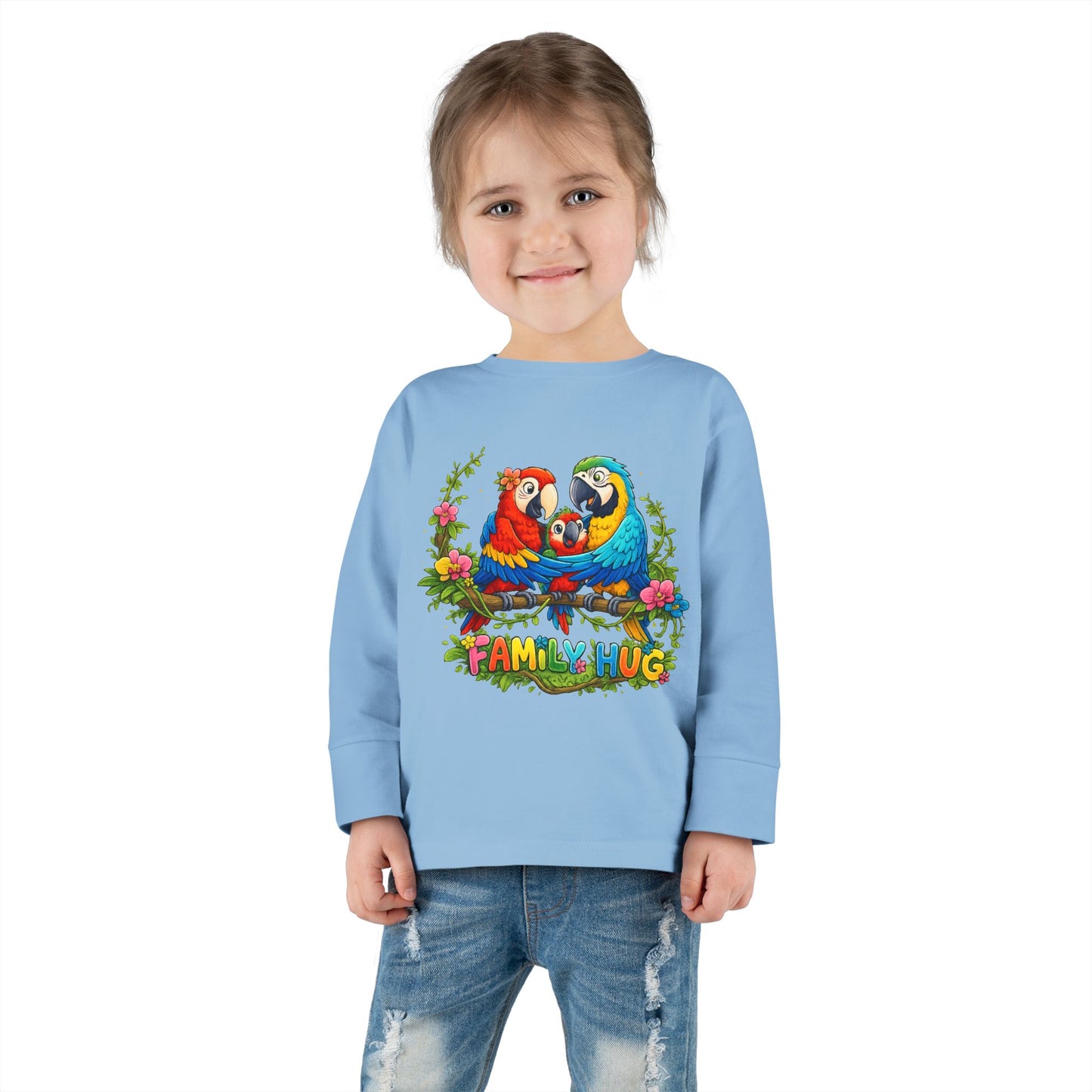 Family Hug Macaw Toddler Long Sleeve Tee