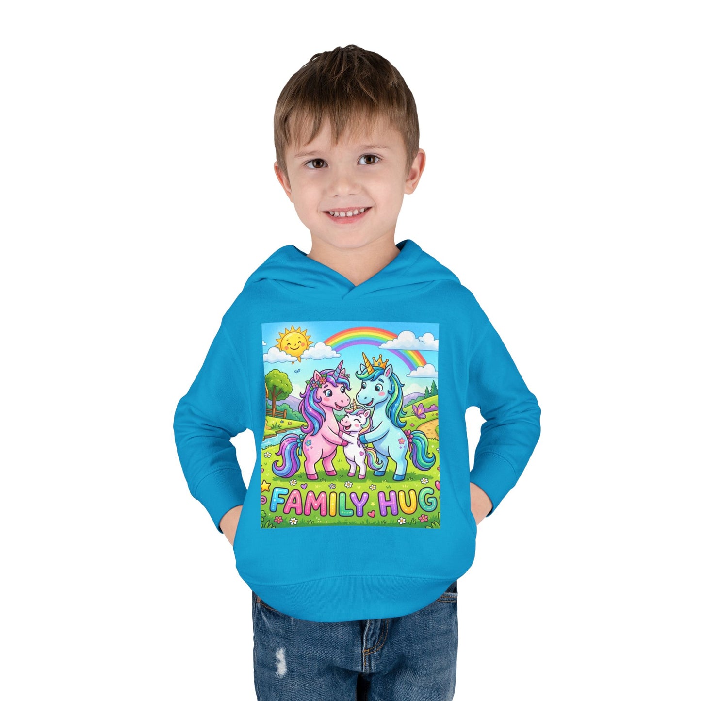 Family Hug Unicorn Toddler Pullover Fleece Hoodie