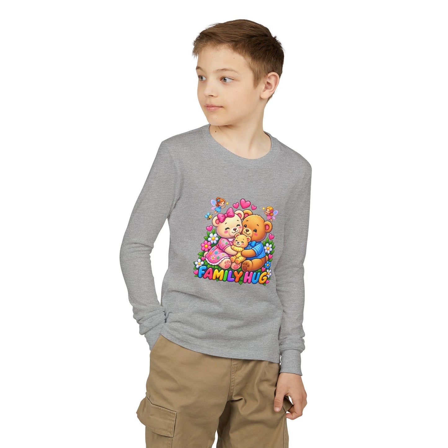 Family Hug Teddy Youth Jersey Long Sleeve Tee