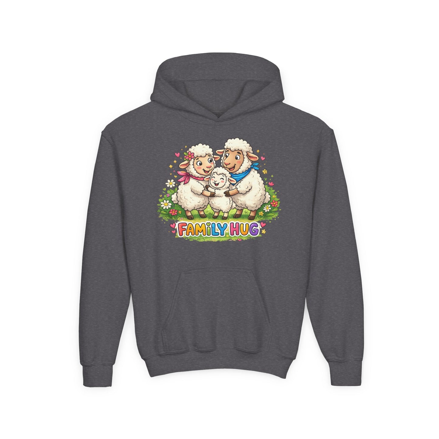 Family Hug Lamb Youth Heavy Blend Hooded Sweatshirt