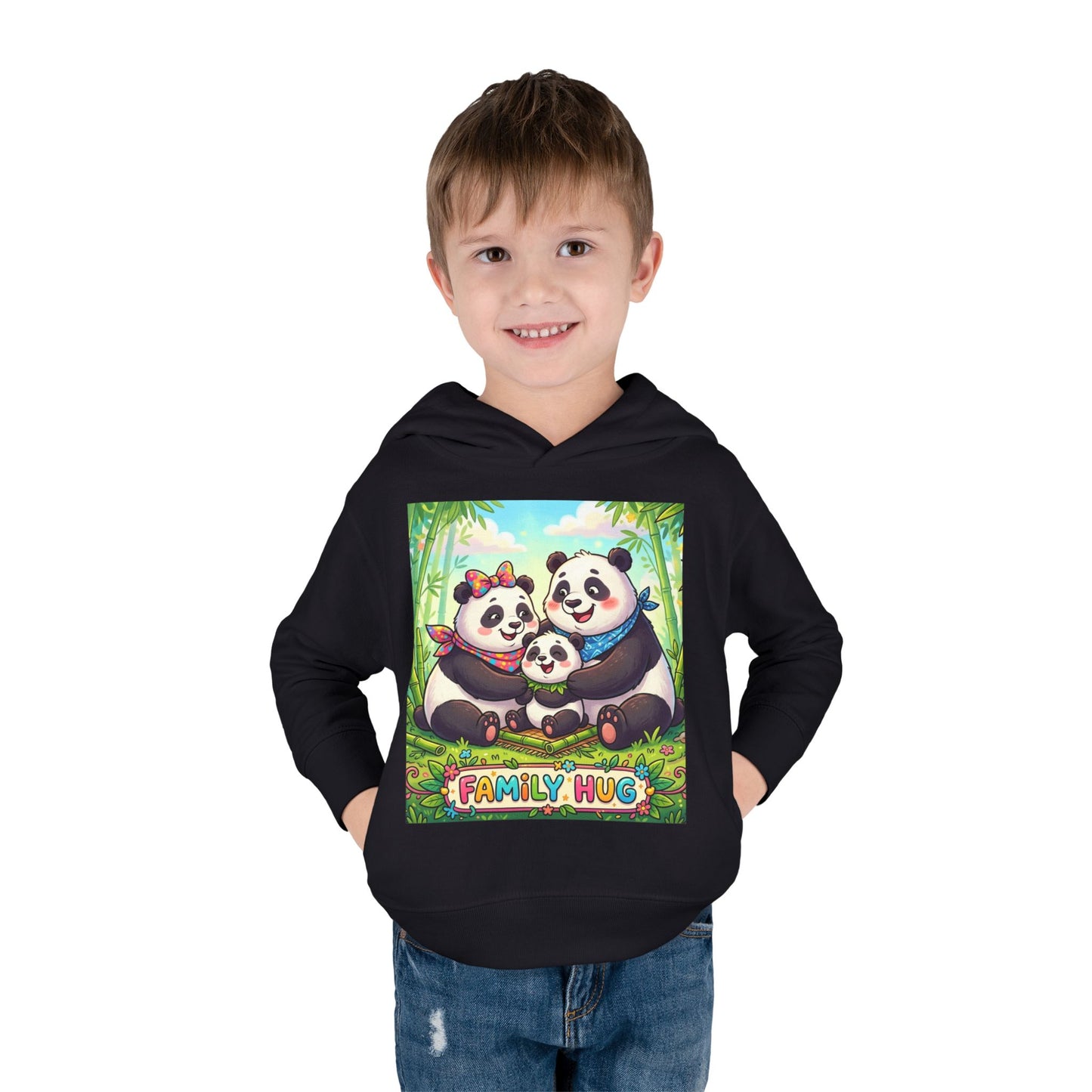 Family Hug Panda Toddler Pullover Fleece Hoodie