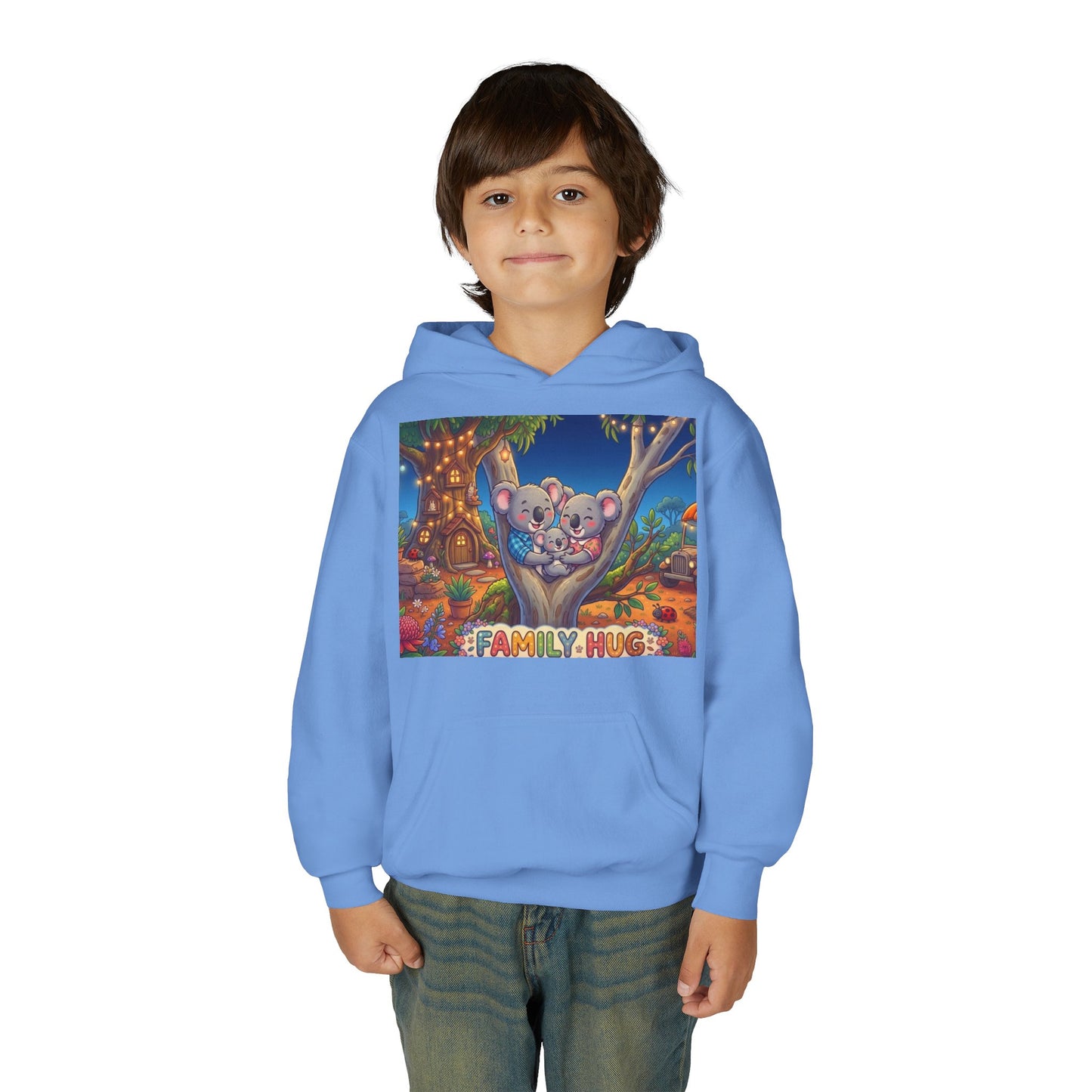 Family Hug Koala Youth Heavy Blend Hooded Sweatshirt