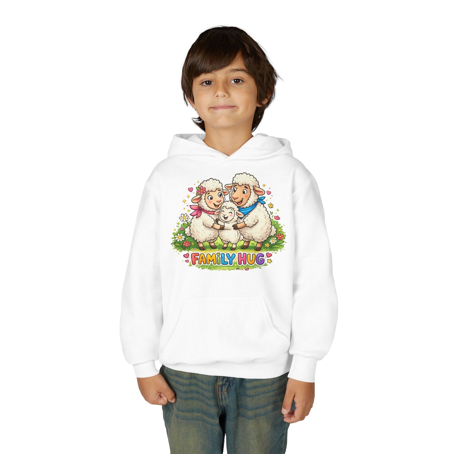 Family Hug Lamb Youth Heavy Blend Hooded Sweatshirt