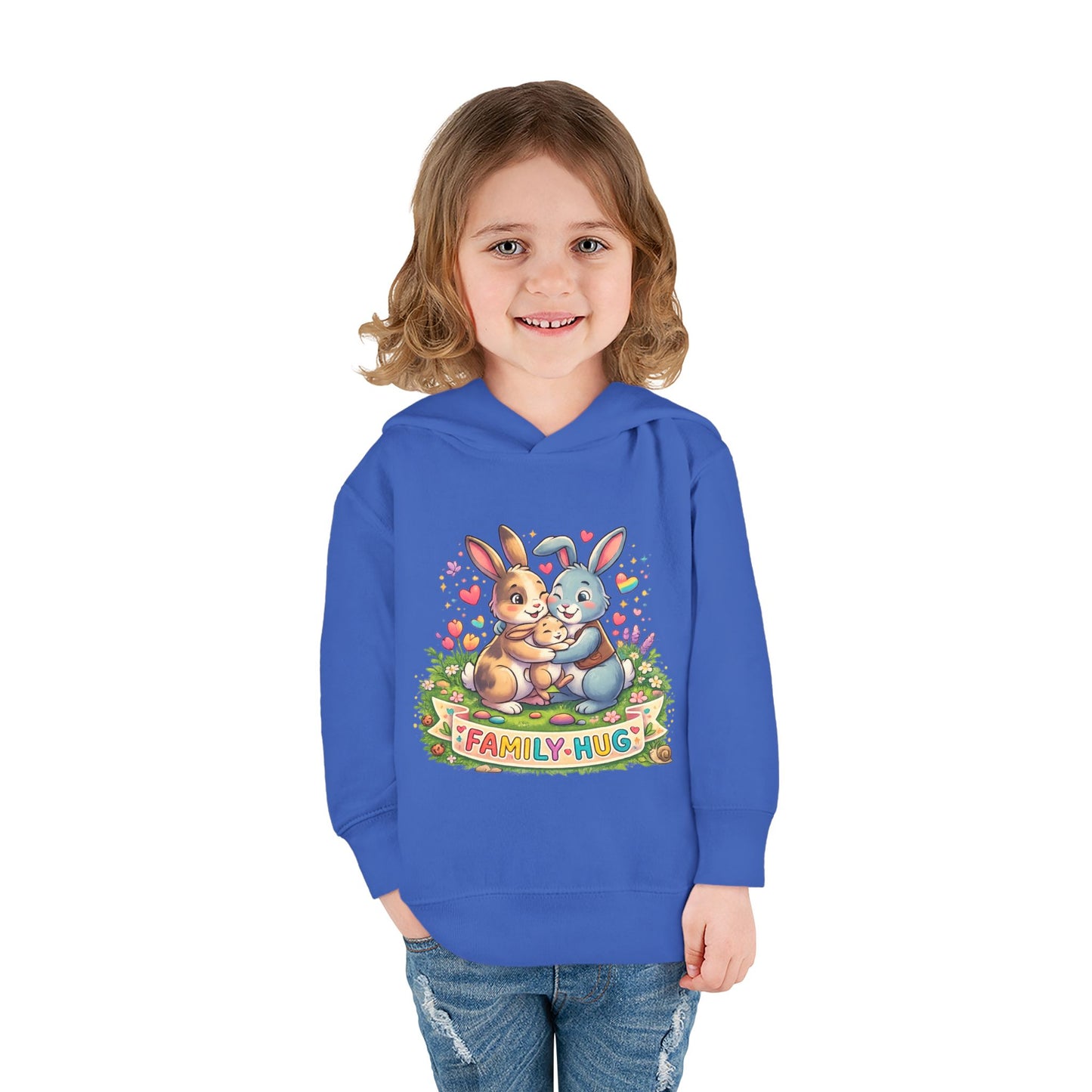 Family Hug Bunny Toddler Pullover Fleece Hoodie