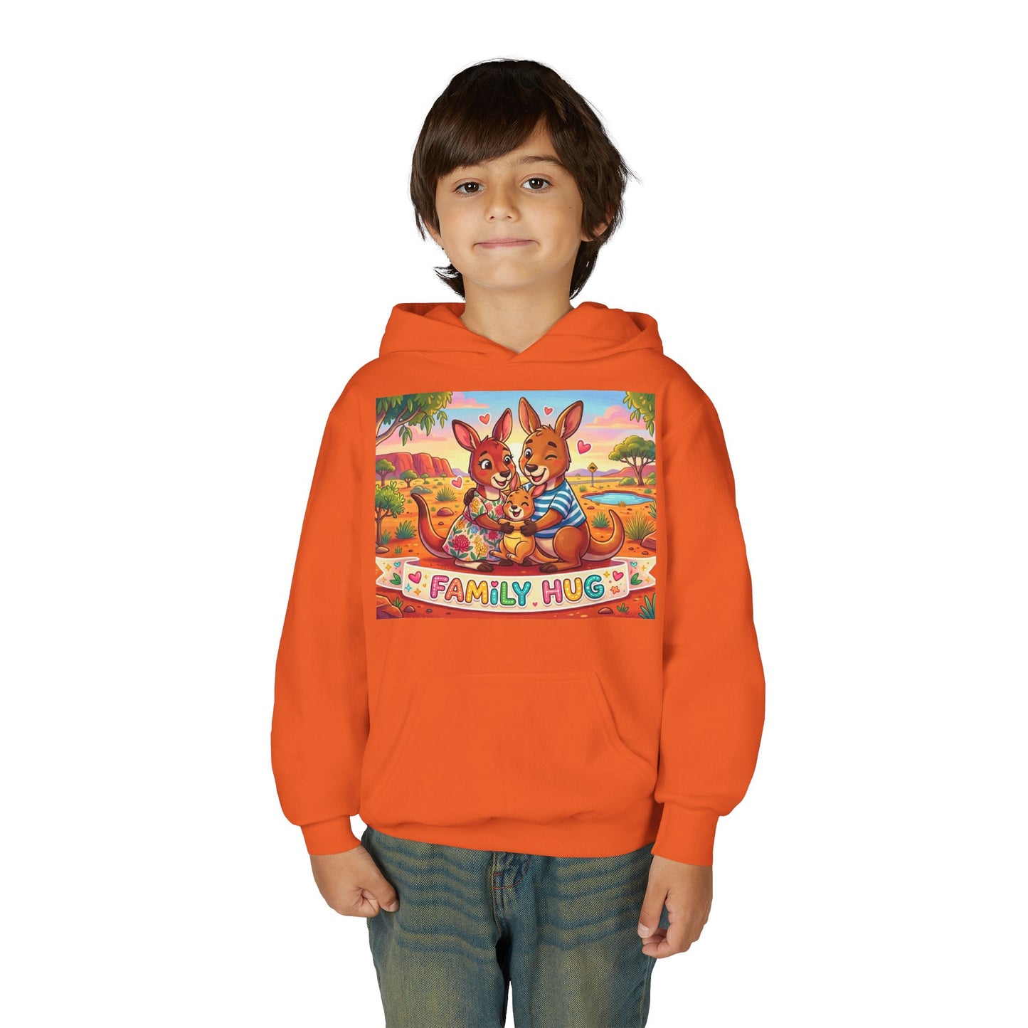 Family Hug Kangaroo Youth Heavy Blend Hooded Sweatshirt