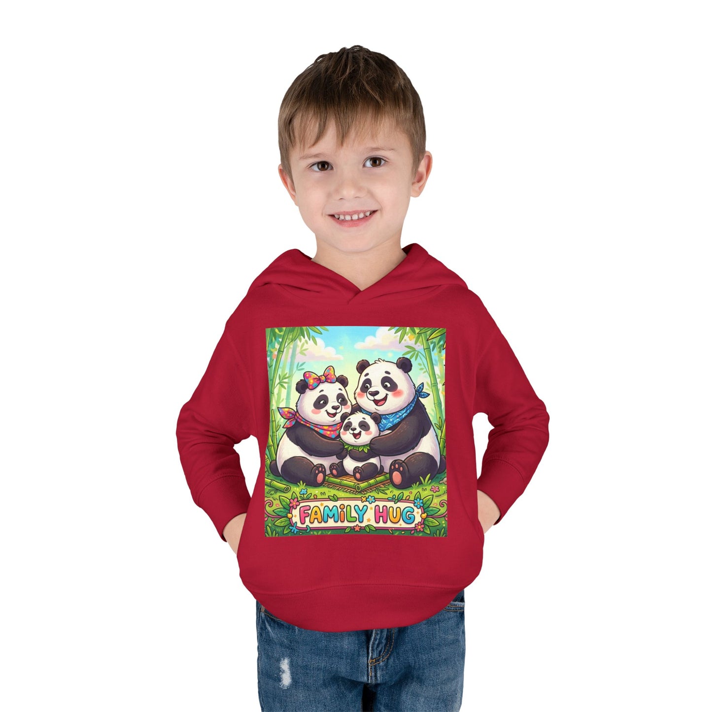 Family Hug Panda Toddler Pullover Fleece Hoodie
