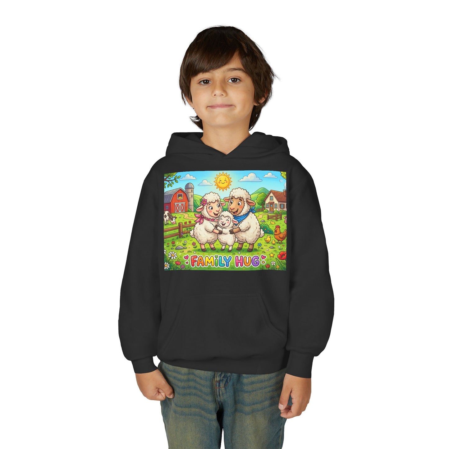 Family Hug Lamb Youth Heavy Blend Hooded Sweatshirt