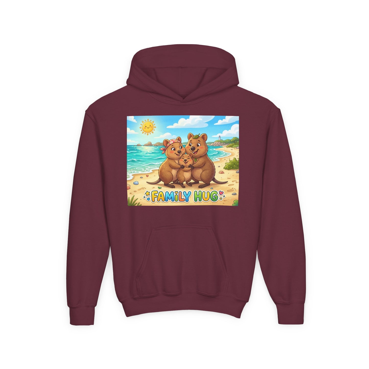 Family Hug Quokka Youth Heavy Blend Hooded Sweatshirt