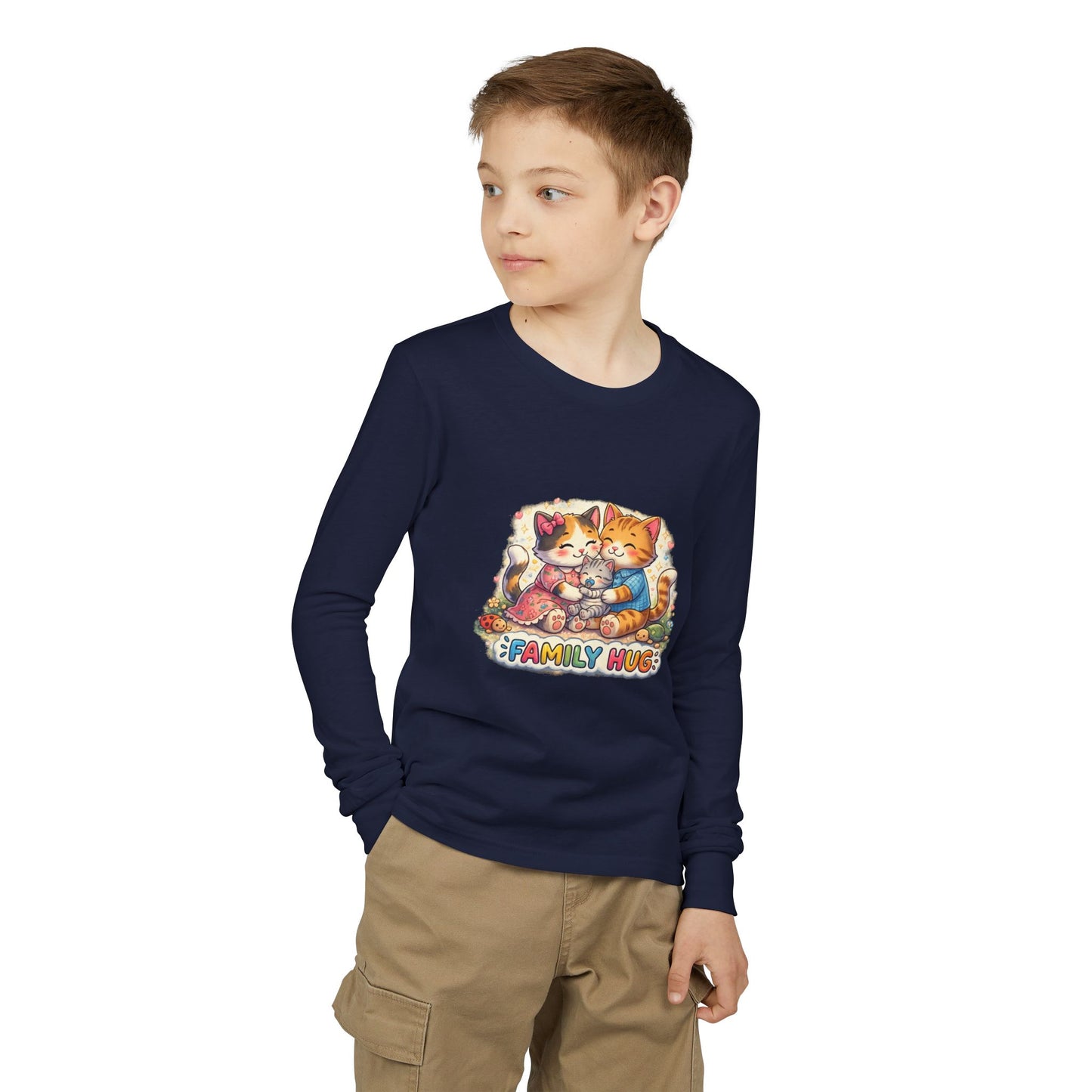 Family Hug Kitten Youth Jersey Long Sleeve Tee