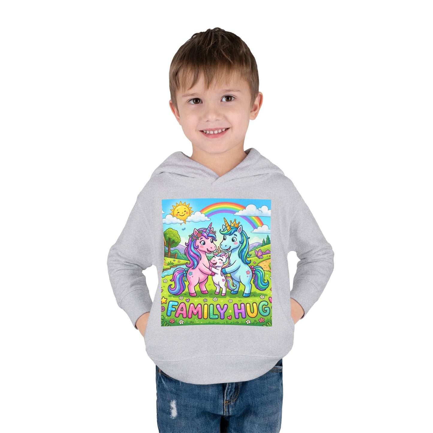 Family Hug Unicorn Toddler Pullover Fleece Hoodie