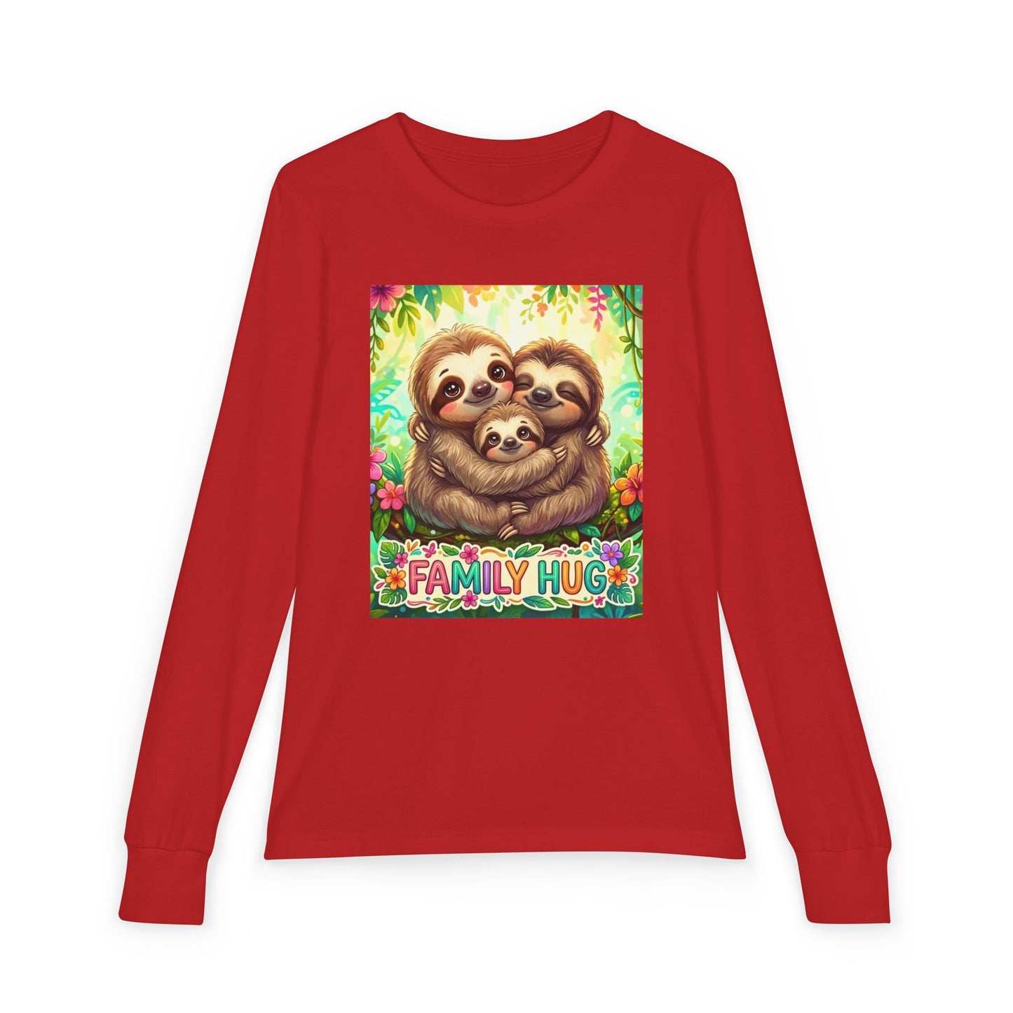 Family Hug Sloth Youth Jersey Long Sleeve Tee