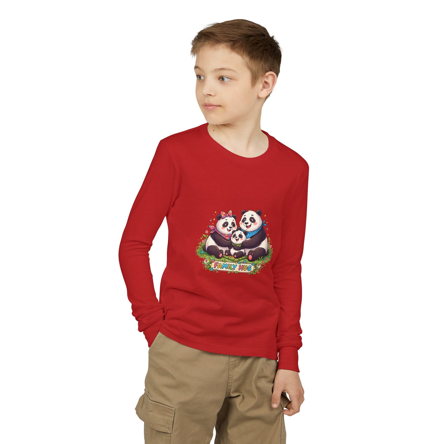 Family Hug Panda Youth Jersey Long Sleeve Tee