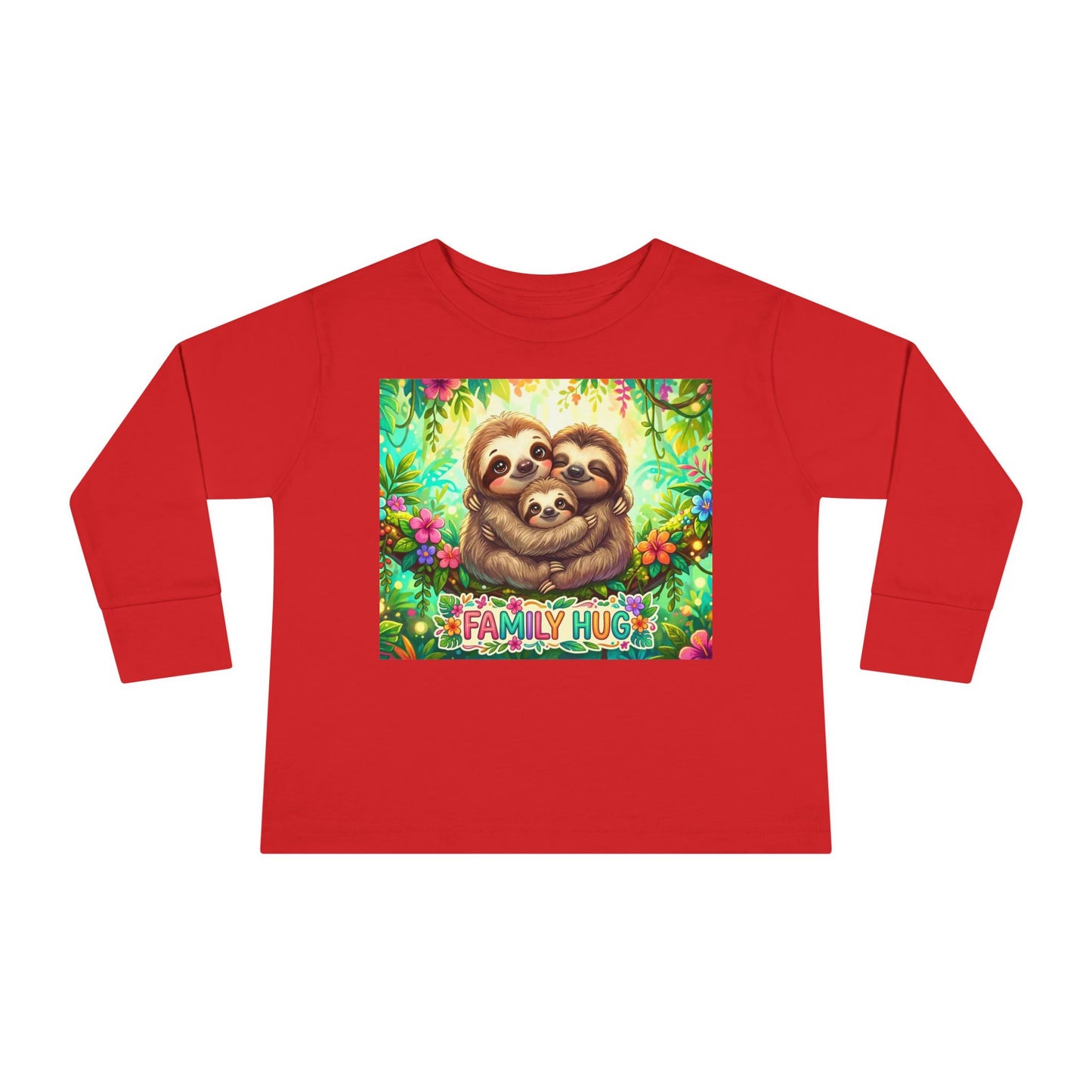 Family Hug Sloth Toddler Long Sleeve Tee