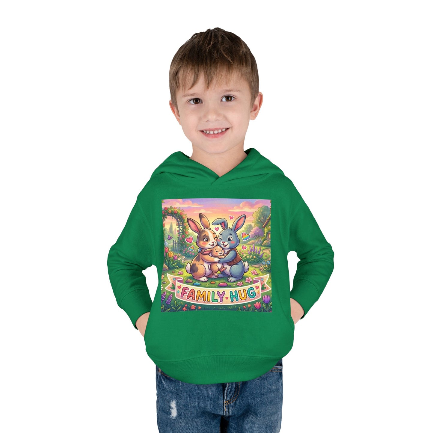 Family Hug Bunny Toddler Pullover Fleece Hoodie