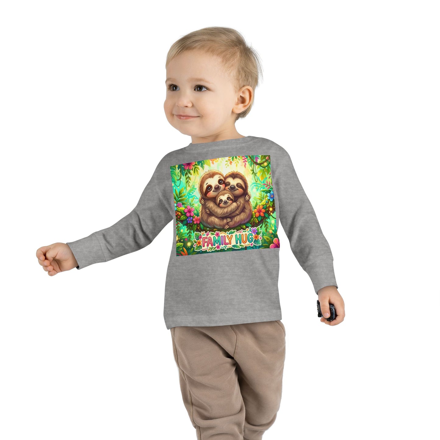 Family Hug Sloth Toddler Long Sleeve Tee