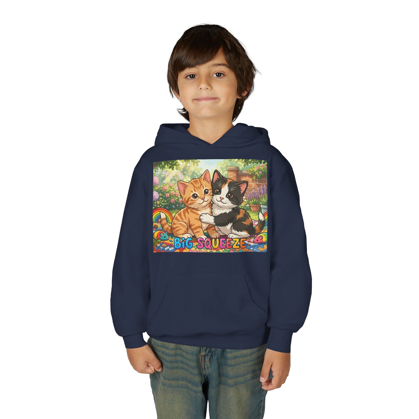 Big Squeeze Kitten Youth Heavy Blend Hooded Sweatshirt