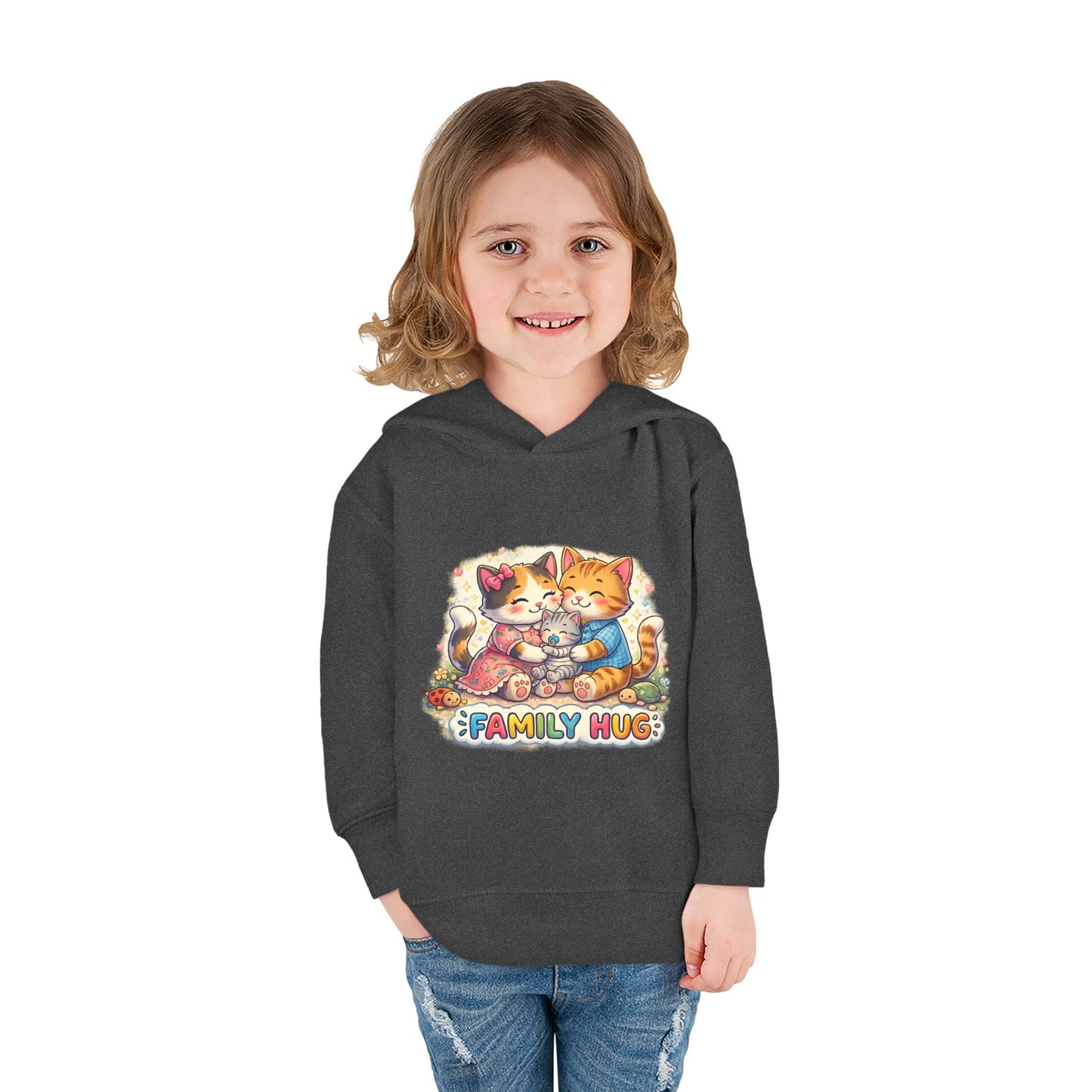 Family Hug Kitten Toddler Pullover Fleece Hoodie