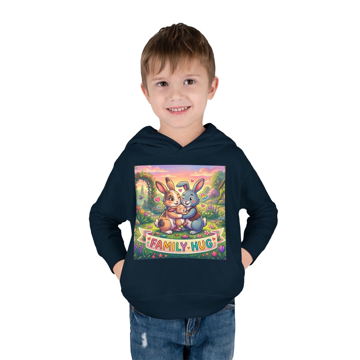 Family Hug Bunny Toddler Pullover Fleece Hoodie