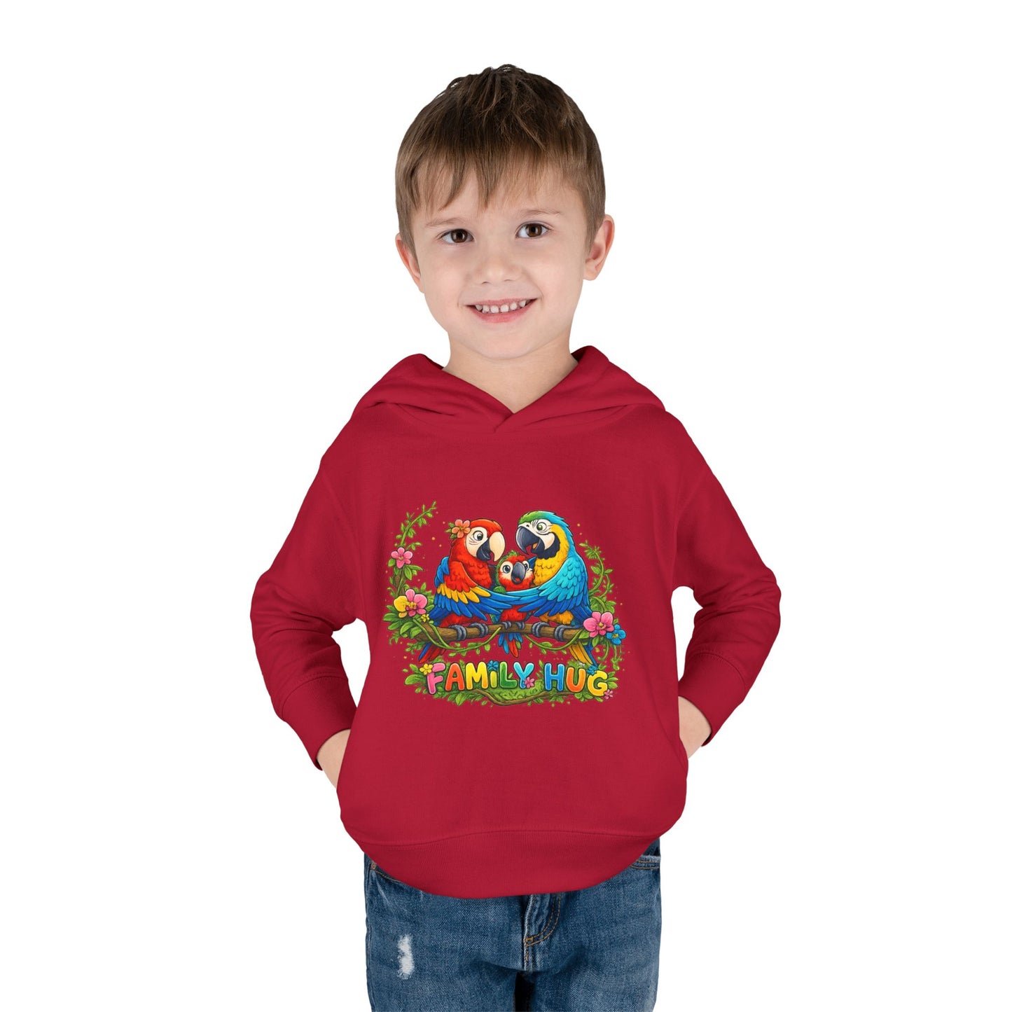 Family Hug Macaw Toddler Pullover Fleece Hoodie